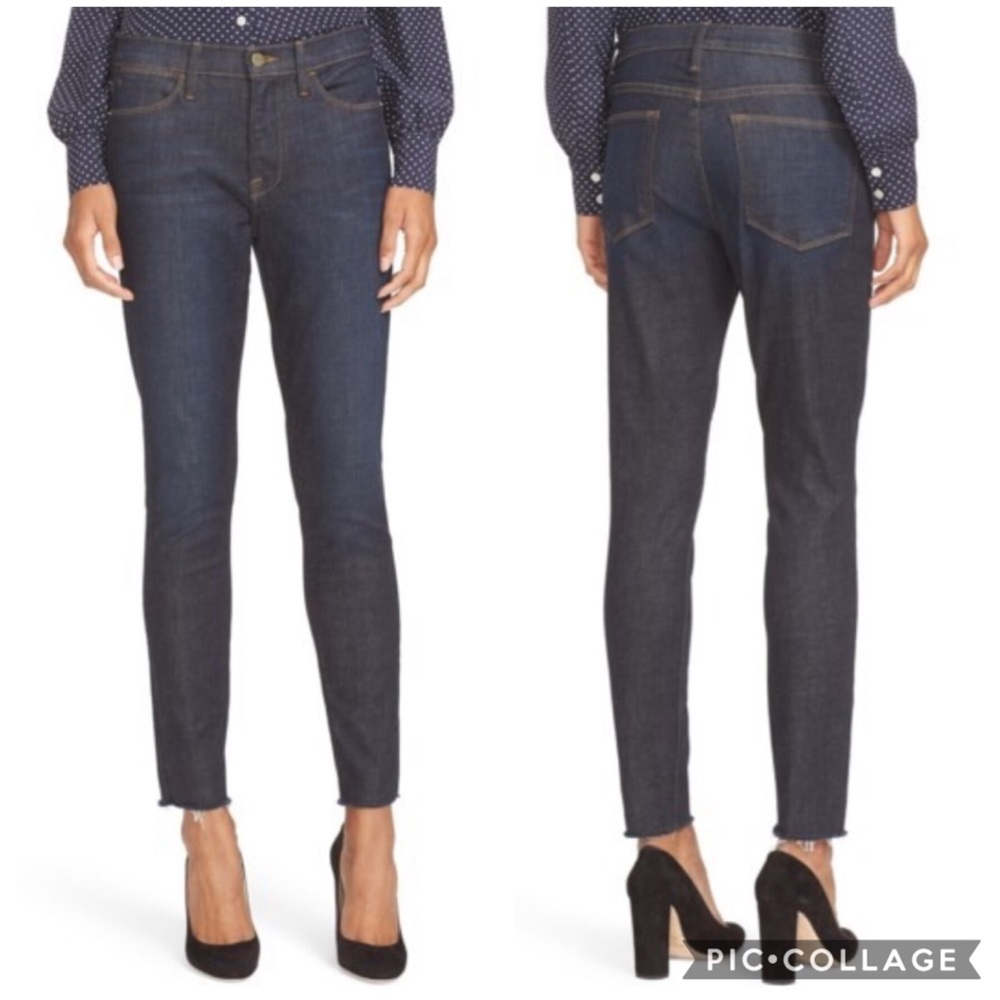 NWT Frame Denim High Waist Raw Hem Skinny Jeans